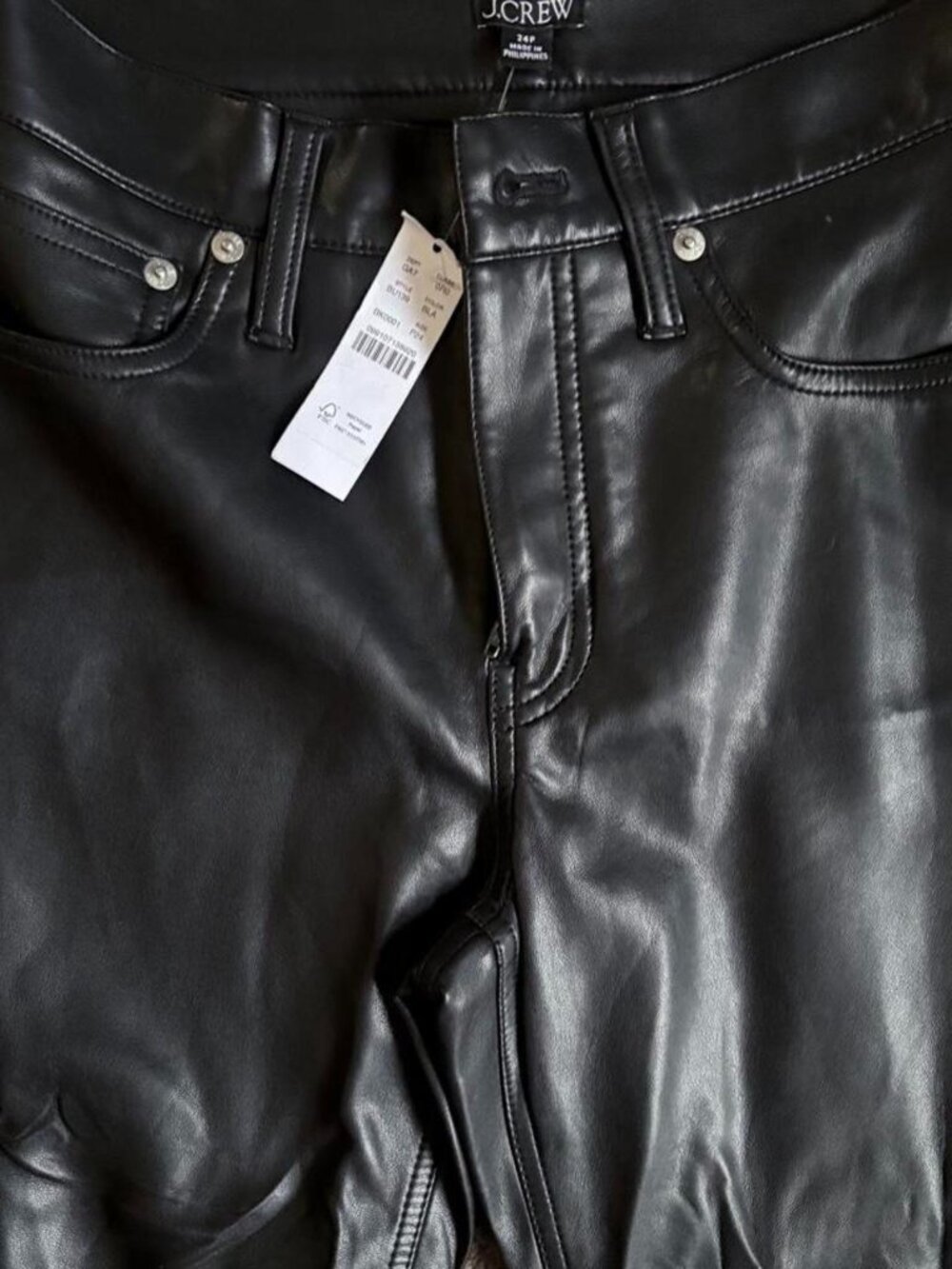 J.Crew Faux Leather Pants Women's 24P Black New With Tags